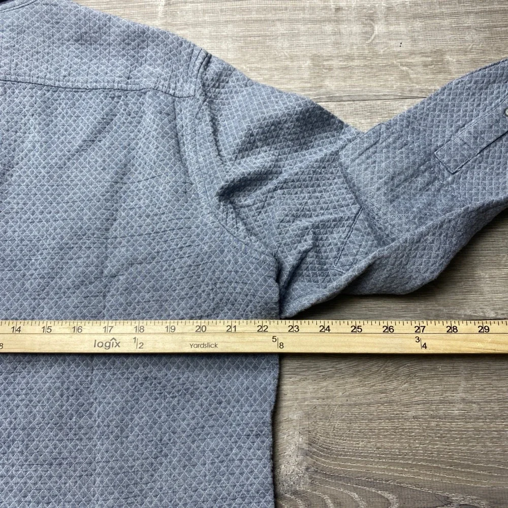 Banana Republic Shirt Slim Fit Mens L Blue Quilted Diamond Cotton Elbow Patch